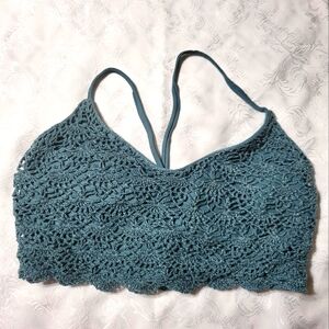 Xhilaration green lace over bikini swim top women's XL  #2608